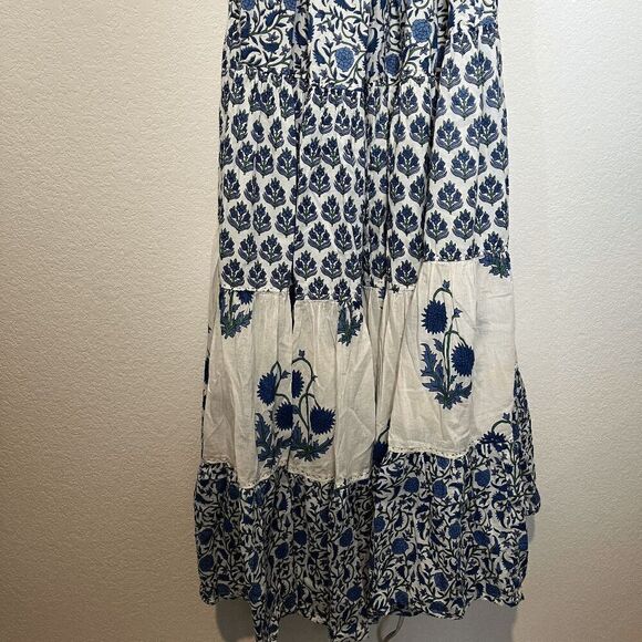 Anthropologie Ro's Garden Sofia Blue Floral Sleeveless Maxi Dress Women's Small - Picture 4 of 9